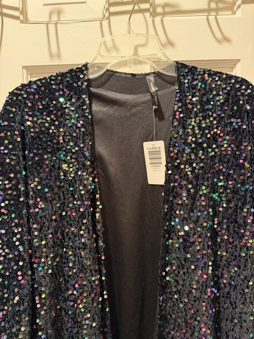 Torrid Black & Iridescent Sequined Open Ruana/Kimono Cover-up Plus Size NWT